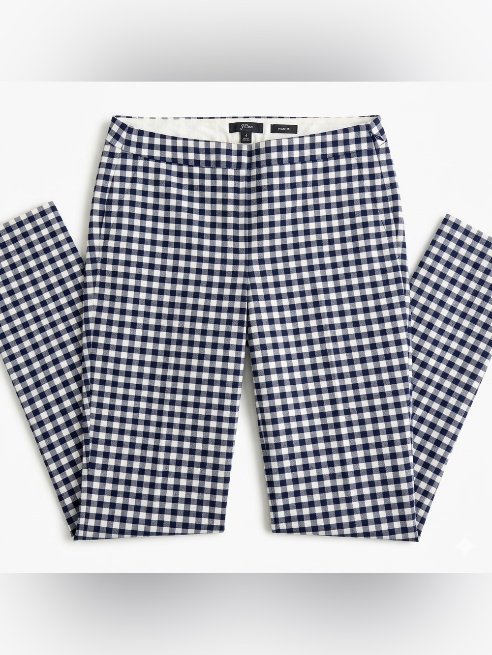 J. Crew Navy and White Gingham Martie Dress Pants Women’s 6